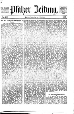 Pfälzer Zeitung Donnerstag 7. September 1876