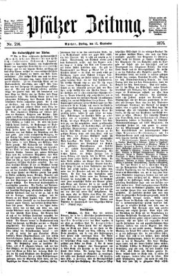 Pfälzer Zeitung Freitag 15. September 1876