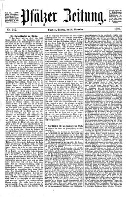 Pfälzer Zeitung Samstag 16. September 1876