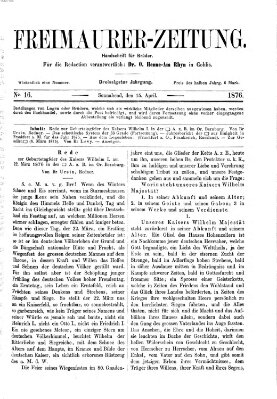 Freimaurer-Zeitung Samstag 15. April 1876