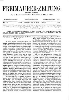 Freimaurer-Zeitung Samstag 29. April 1876