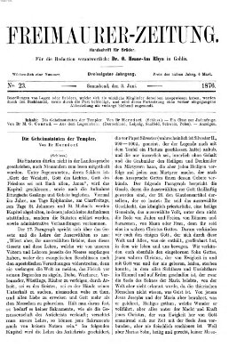 Freimaurer-Zeitung Samstag 3. Juni 1876