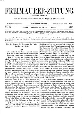 Freimaurer-Zeitung Samstag 15. Juli 1876