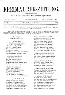 Freimaurer-Zeitung Samstag 25. November 1876