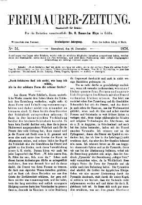 Freimaurer-Zeitung Samstag 16. Dezember 1876