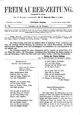 Freimaurer-Zeitung Samstag 23. Dezember 1876