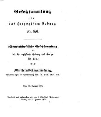 Gesetz-Sammlung für das Herzogtum Coburg (Coburger Regierungs-Blatt) Mittwoch 19. Januar 1876