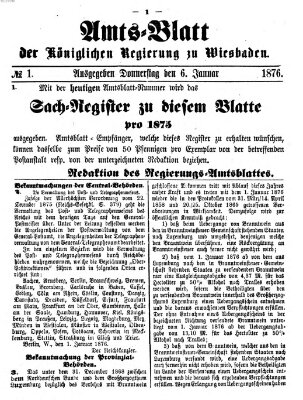 Amtsblatt der Regierung in Wiesbaden (Herzoglich-nassauisches allgemeines Intelligenzblatt) Donnerstag 6. Januar 1876