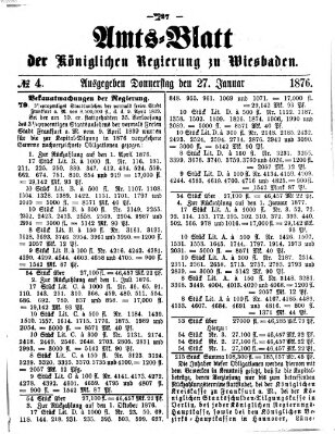 Amtsblatt der Regierung in Wiesbaden (Herzoglich-nassauisches allgemeines Intelligenzblatt) Donnerstag 27. Januar 1876