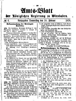 Amtsblatt der Regierung in Wiesbaden (Herzoglich-nassauisches allgemeines Intelligenzblatt) Donnerstag 10. Februar 1876