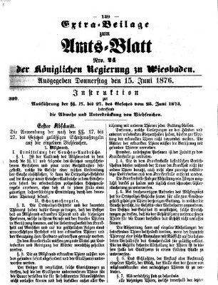 Amtsblatt der Regierung in Wiesbaden (Herzoglich-nassauisches allgemeines Intelligenzblatt) Donnerstag 15. Juni 1876