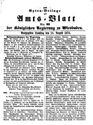 Amtsblatt der Regierung in Wiesbaden (Herzoglich-nassauisches allgemeines Intelligenzblatt) Freitag 18. August 1876