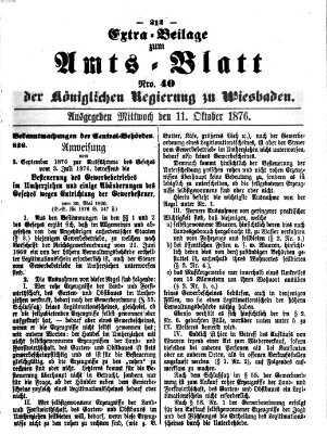 Amtsblatt der Regierung in Wiesbaden (Herzoglich-nassauisches allgemeines Intelligenzblatt) Mittwoch 11. Oktober 1876