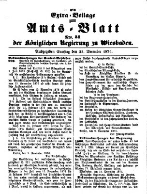 Amtsblatt der Regierung in Wiesbaden (Herzoglich-nassauisches allgemeines Intelligenzblatt) Samstag 23. Dezember 1876