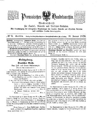 Preußisches Handels-Archiv Freitag 21. Januar 1876