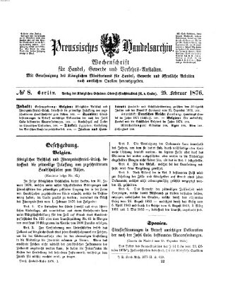 Preußisches Handels-Archiv Freitag 25. Februar 1876