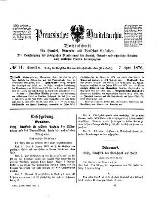 Preußisches Handels-Archiv Freitag 7. April 1876