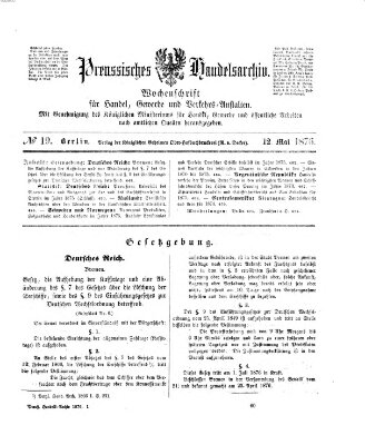 Preußisches Handels-Archiv Freitag 12. Mai 1876