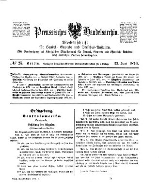 Preußisches Handels-Archiv Freitag 23. Juni 1876