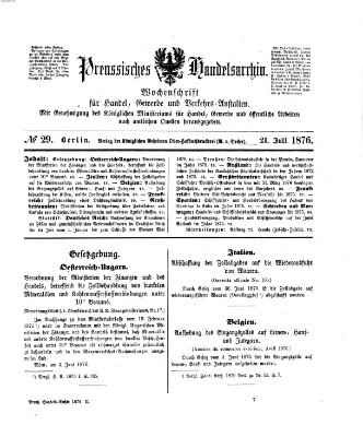 Preußisches Handels-Archiv Freitag 21. Juli 1876