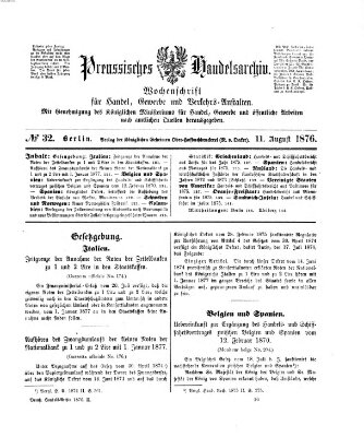 Preußisches Handels-Archiv Freitag 11. August 1876