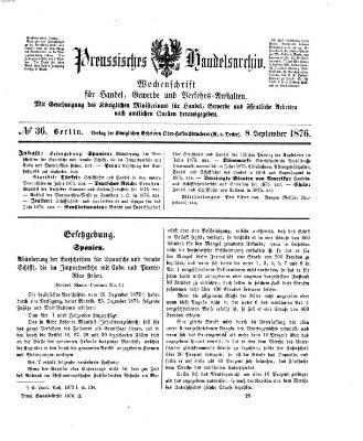 Preußisches Handels-Archiv Freitag 8. September 1876