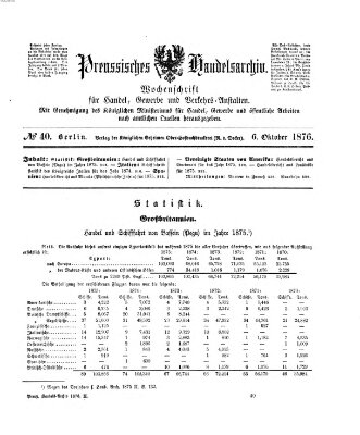 Preußisches Handels-Archiv Freitag 6. Oktober 1876