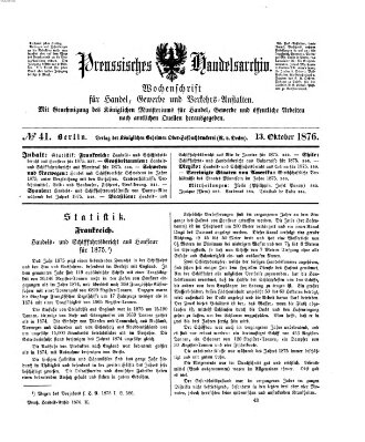 Preußisches Handels-Archiv Freitag 13. Oktober 1876