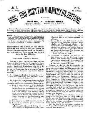 Berg- und hüttenmännische Zeitung Freitag 18. Februar 1876