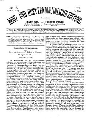 Berg- und hüttenmännische Zeitung Freitag 31. März 1876