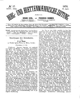 Berg- und hüttenmännische Zeitung Freitag 28. April 1876