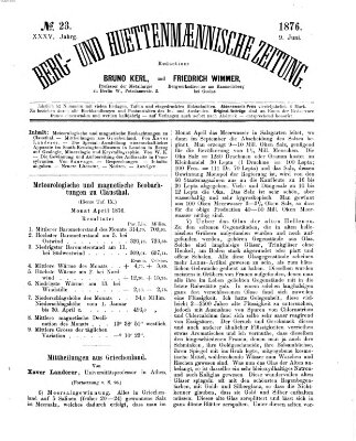 Berg- und hüttenmännische Zeitung Freitag 9. Juni 1876