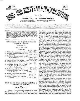 Berg- und hüttenmännische Zeitung Freitag 23. Juni 1876