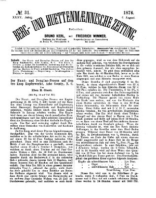 Berg- und hüttenmännische Zeitung Freitag 4. August 1876