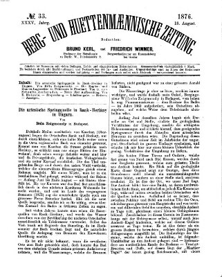 Berg- und hüttenmännische Zeitung Freitag 18. August 1876