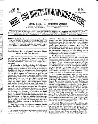 Berg- und hüttenmännische Zeitung Freitag 22. September 1876