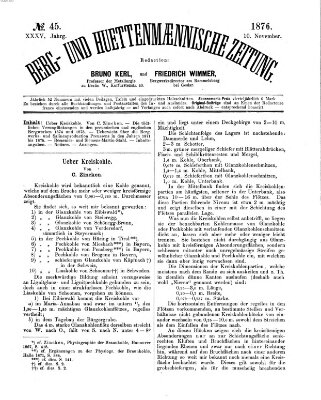 Berg- und hüttenmännische Zeitung Freitag 10. November 1876