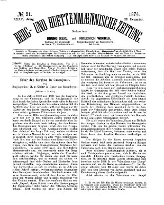 Berg- und hüttenmännische Zeitung Freitag 22. Dezember 1876