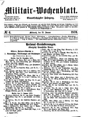 Militär-Wochenblatt Mittwoch 19. Januar 1876