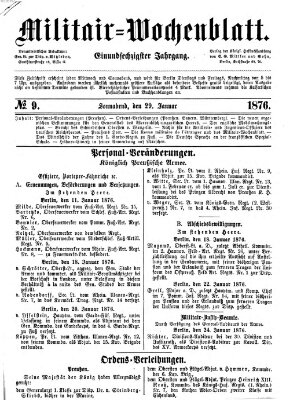 Militär-Wochenblatt Samstag 29. Januar 1876