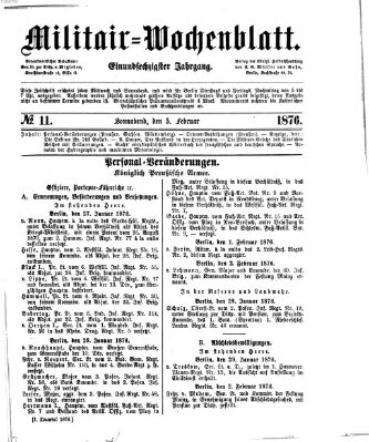 Militär-Wochenblatt Samstag 5. Februar 1876