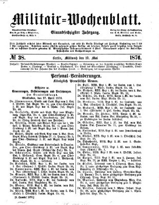 Militär-Wochenblatt Mittwoch 10. Mai 1876