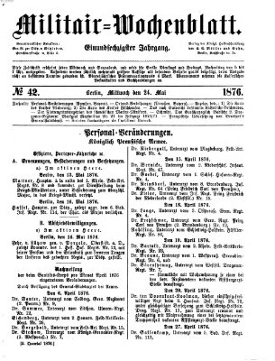 Militär-Wochenblatt Mittwoch 24. Mai 1876