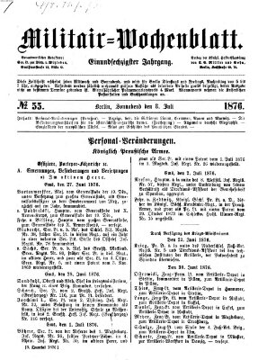 Militär-Wochenblatt Samstag 8. Juli 1876