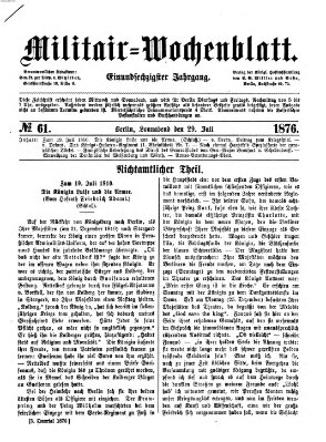 Militär-Wochenblatt Samstag 29. Juli 1876