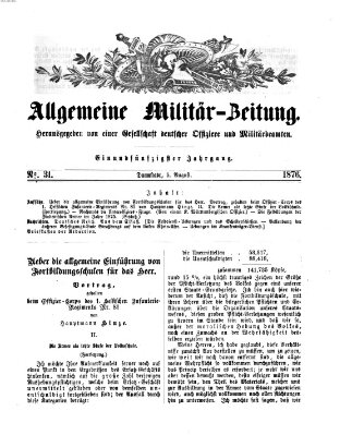 Allgemeine Militär-Zeitung Samstag 5. August 1876