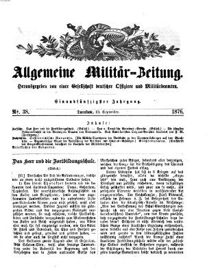 Allgemeine Militär-Zeitung Samstag 23. September 1876