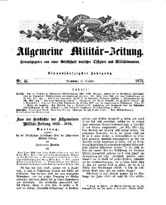 Allgemeine Militär-Zeitung Samstag 14. Oktober 1876