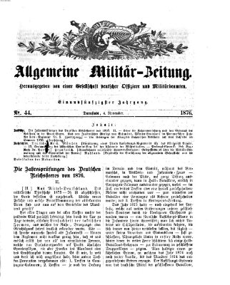 Allgemeine Militär-Zeitung Samstag 4. November 1876