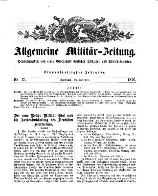 Allgemeine Militär-Zeitung Samstag 25. November 1876